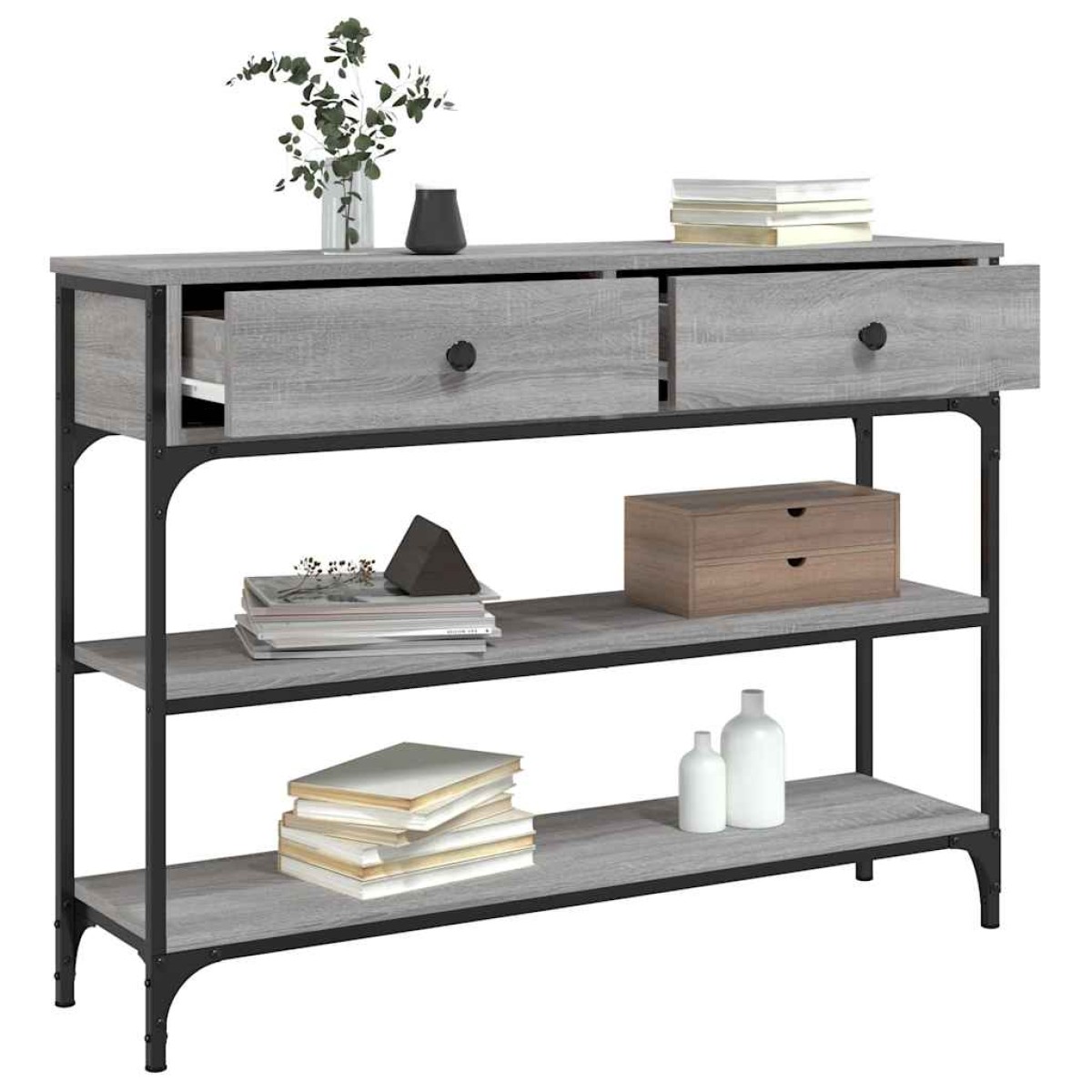 vidaXL Τραπέζι Κονσόλα Γκρι Sonoma 100x25x75 εκ. Επεξεργασμένο Ξύλο