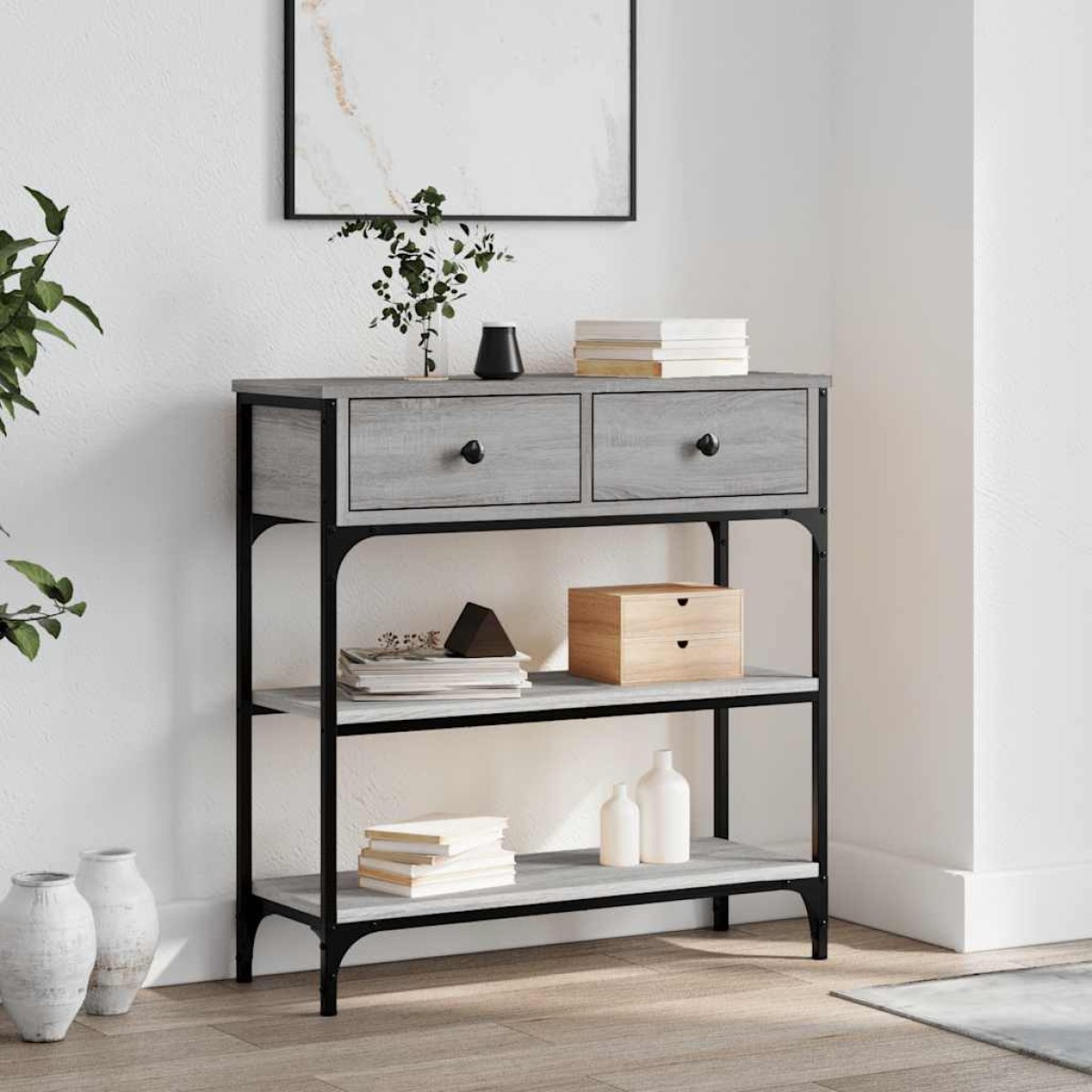 vidaXL Τραπέζι Κονσόλα Γκρι Sonoma 72,5x25x75 εκ. Επεξεργασμένο Ξύλο