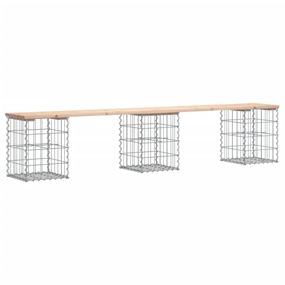 vidaXL Παγκάκι Κήπου Συρματοκιβώτιο 203x31x42εκ. από Μασίφ Ξύλο Πεύκου