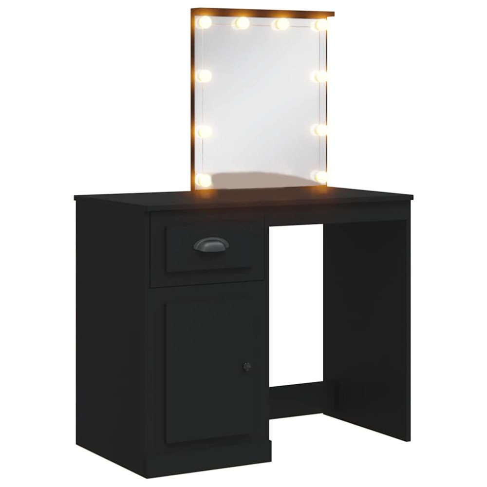 vidaXL Μπουντουάρ με LED Φώτα Μαύρο 90 x 42 x 132,5 εκ.
