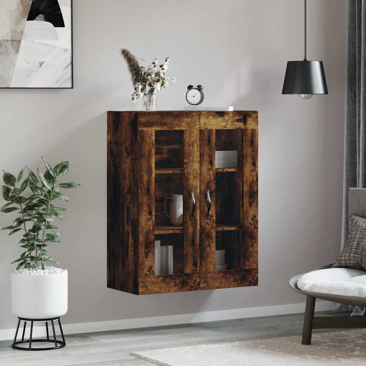 vidaXL Ντουλάπι Τοίχου Καπνιστή Δρυς 69,5 x 34 x 90 εκ. Επεξεργ. Ξύλο