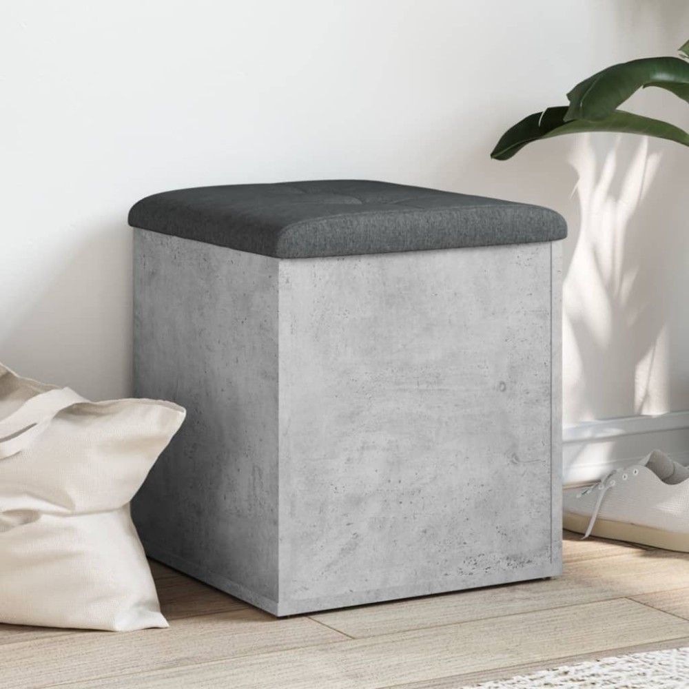vidaXL Παγκάκι Αποθήκευσης Γκρι Σκυροδεμ. 42x42x45 εκ. Επεξεργ. Ξύλο