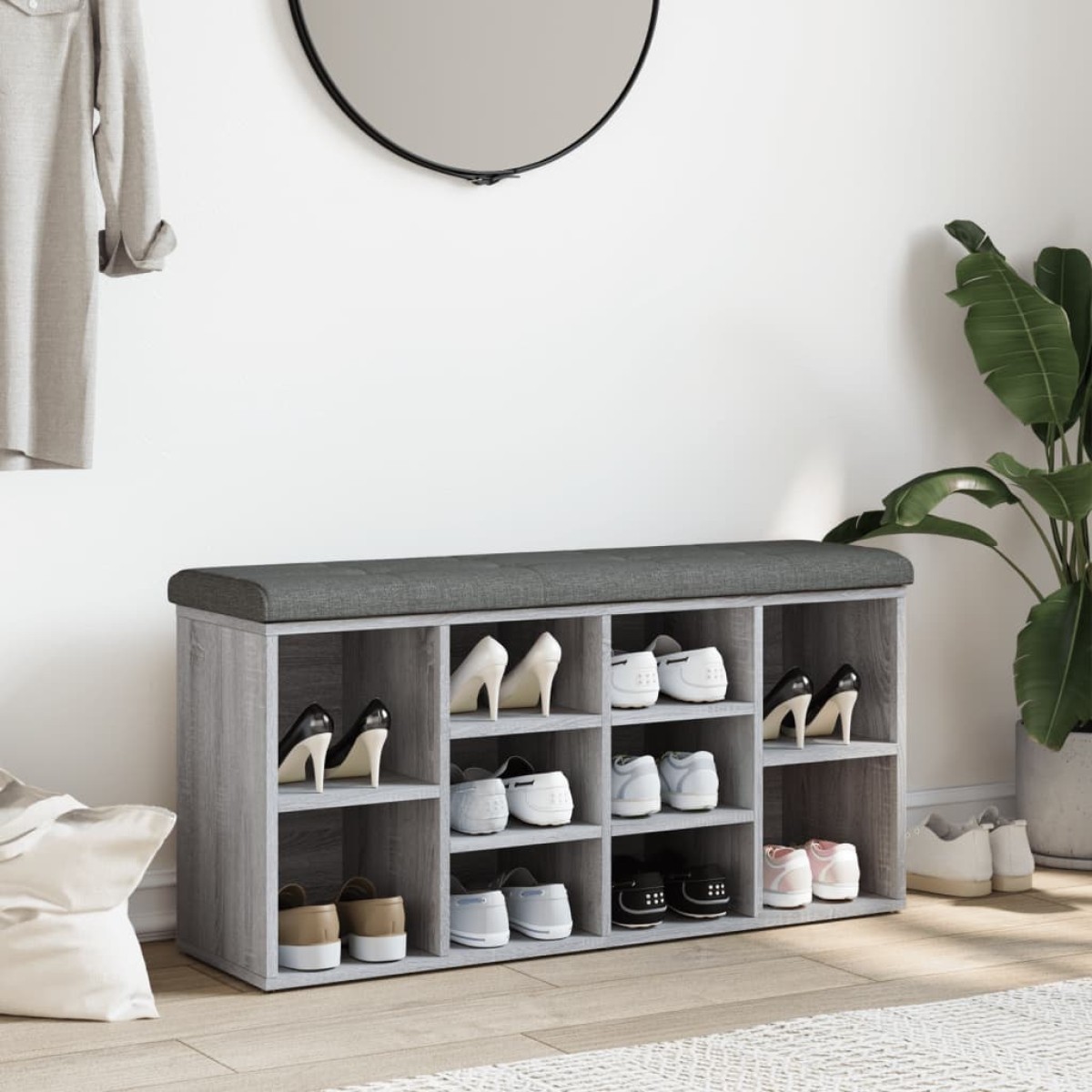 vidaXL Παπουτσοθήκη Γκρι Sonoma 102x32x50 εκ. από Επεξεργασμένο Ξύλο