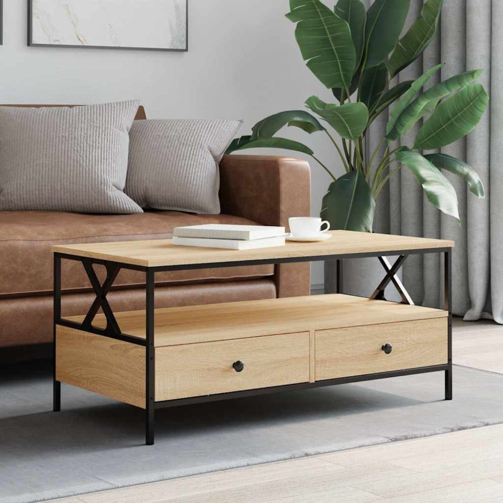 vidaXL Τραπεζάκι Σαλονιού Sonoma Δρυς 100 x 51 x 45 εκ. Επεξεργ. Ξύλο