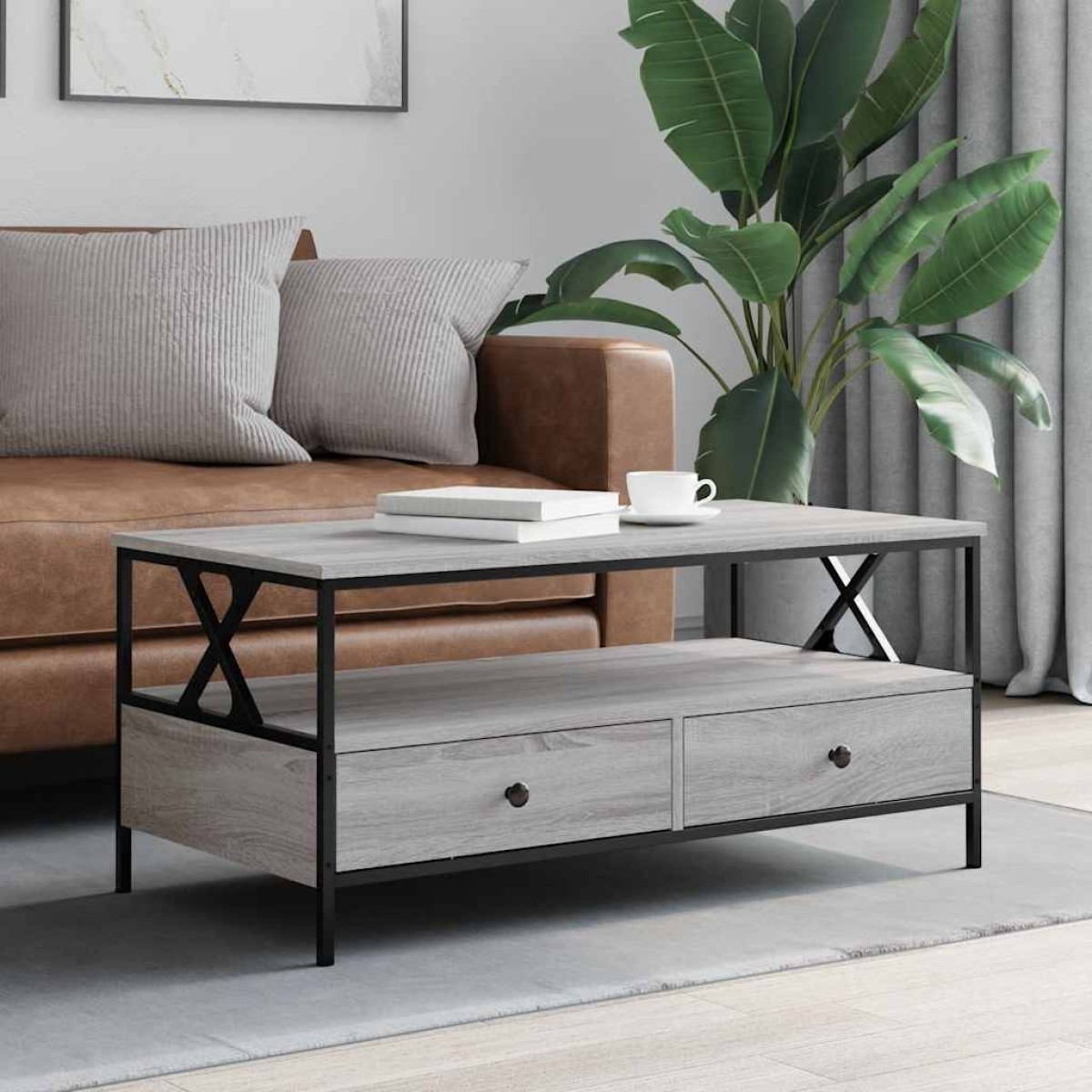 vidaXL Τραπεζάκι Σαλονιού Γκρι Sonoma 100 x 51 x 45 εκ. Επεξεργ. Ξύλο