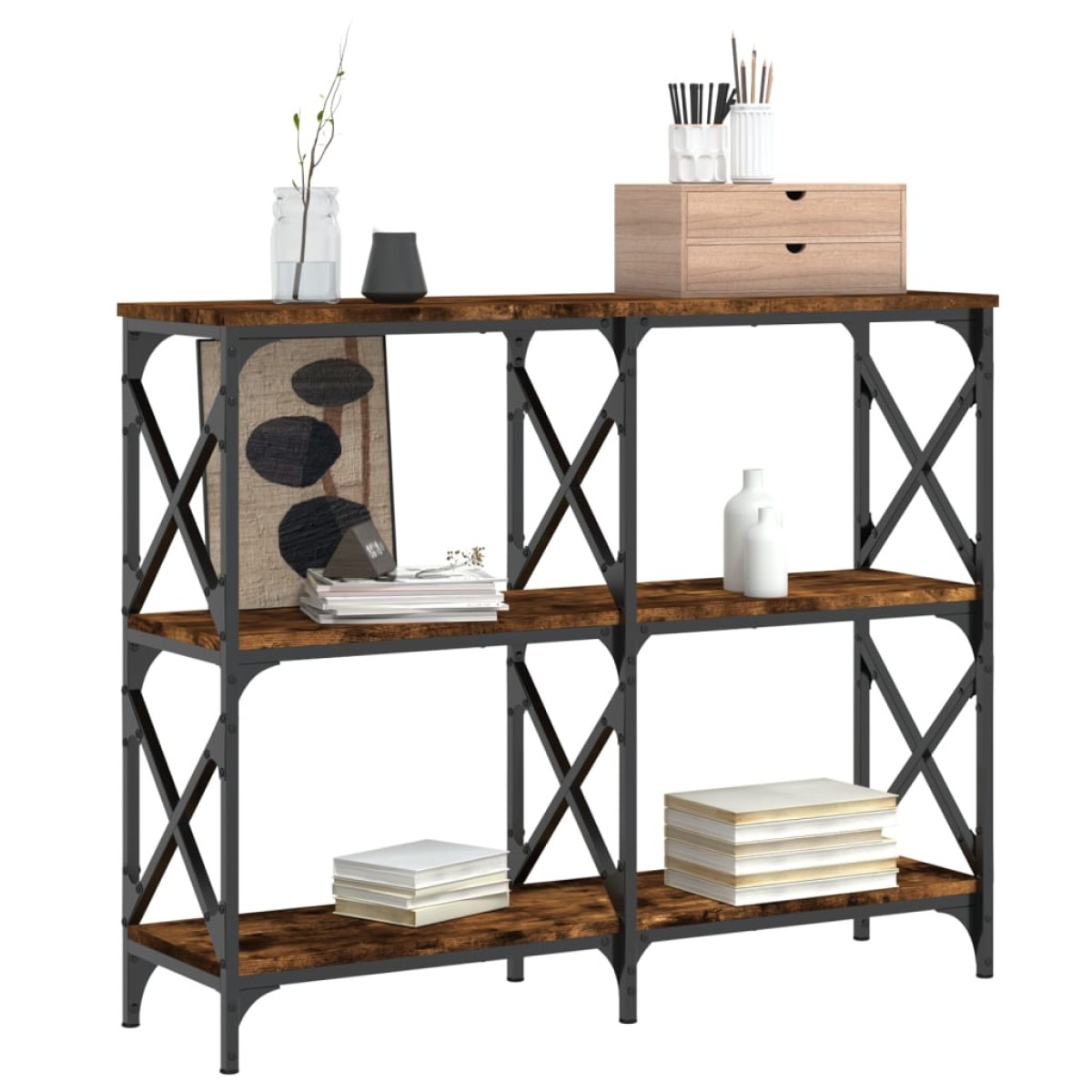 vidaXL Τραπέζι Κονσόλα Καπνιστή Δρυς 100x28x80,5εκ. Επεξεργασμένο Ξύλο