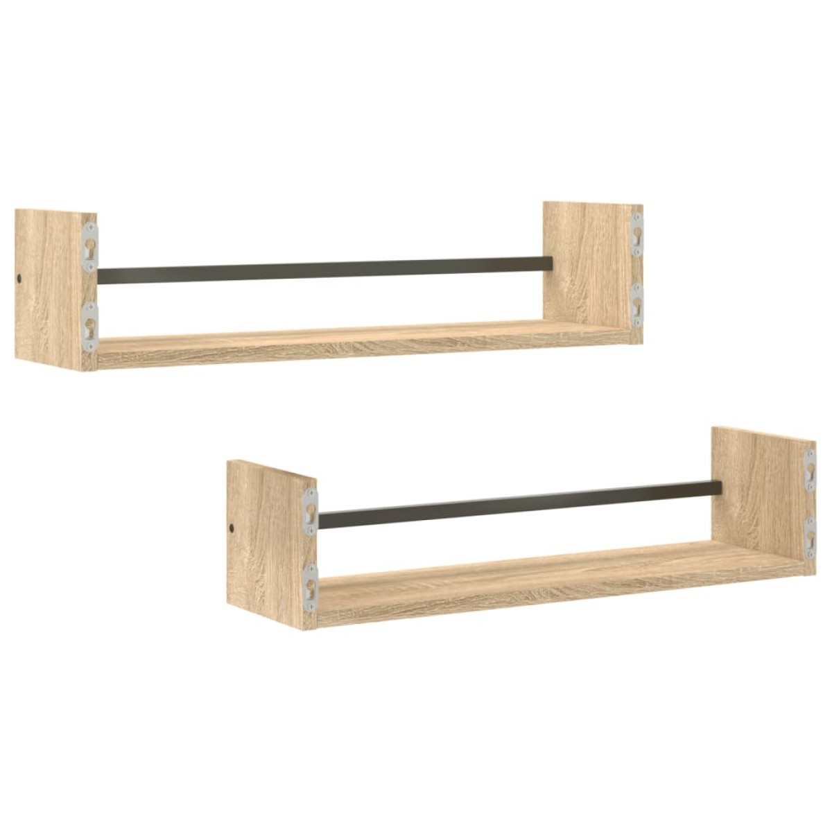vidaXL Ράφια Τοίχου με Μπάρα 2 τεμ. Sonoma Δρυς 60 x 16 x 14 εκ.