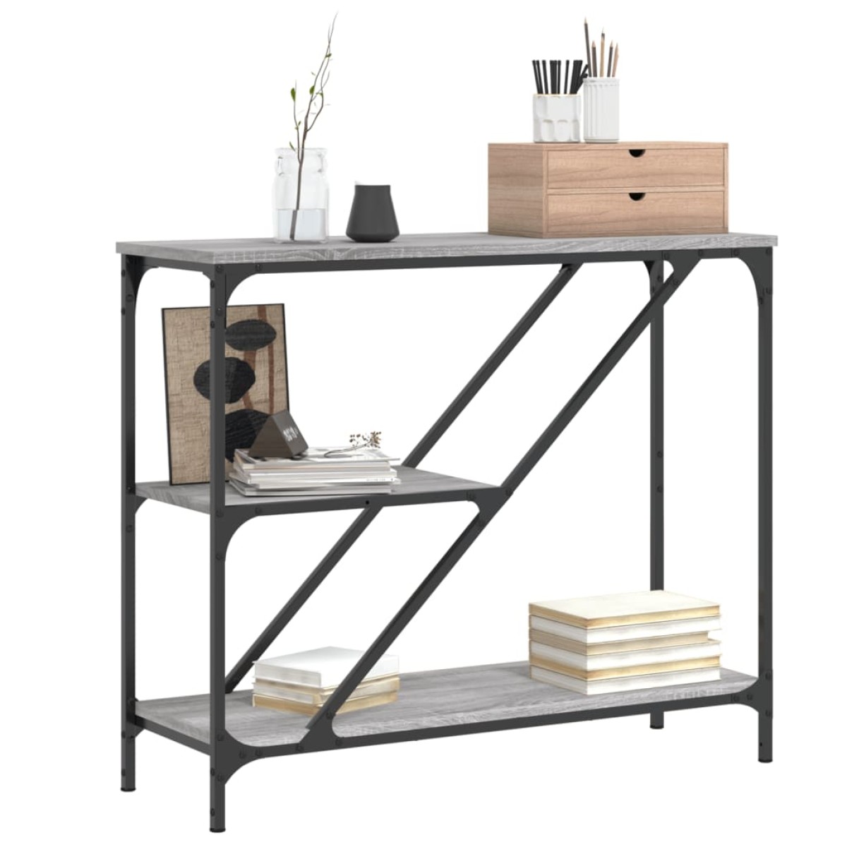 vidaXL Τραπέζι Κονσόλα Γκρι Sonoma 88,5x30x75 εκ. Επεξεργασμένο Ξύλο