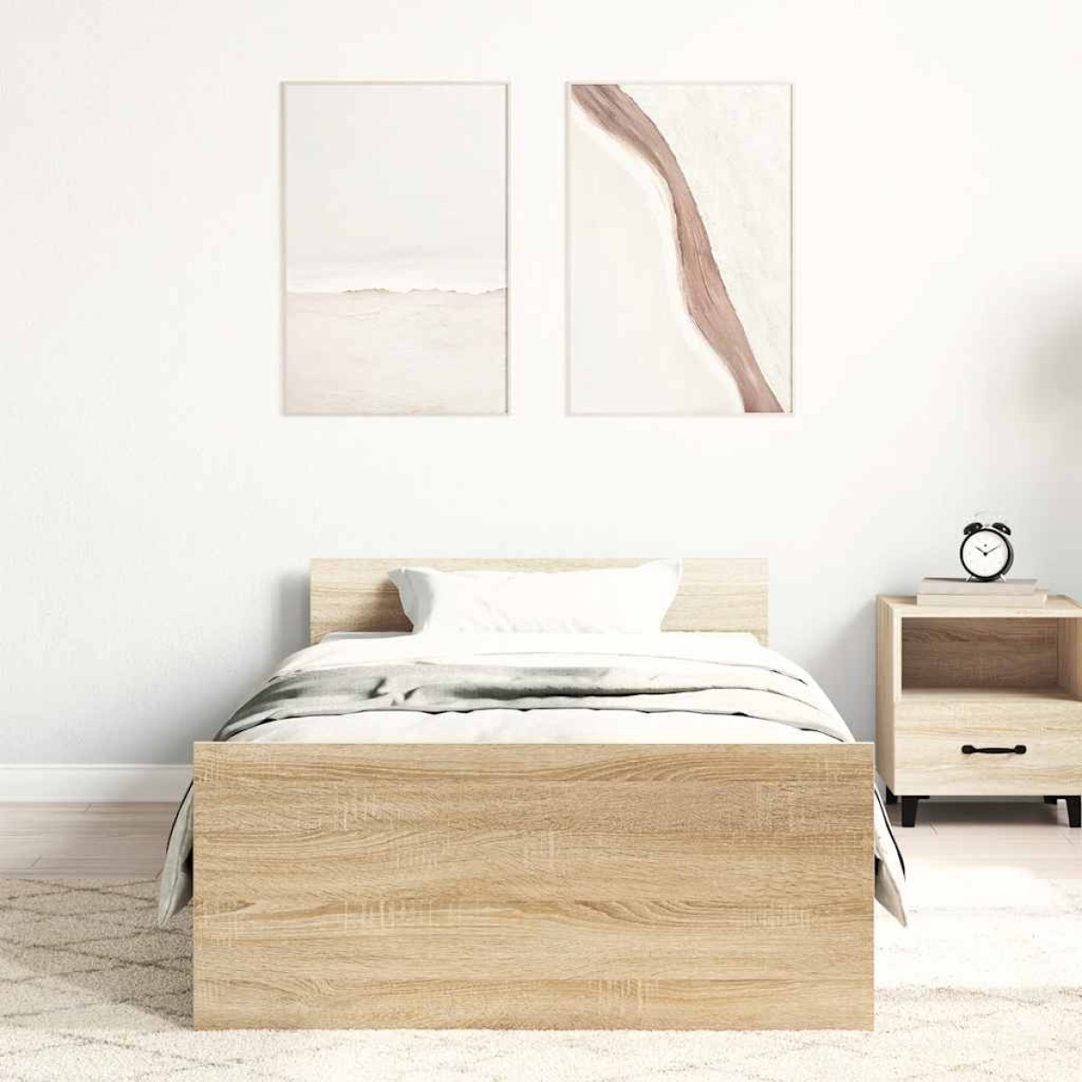 vidaXL Πλαίσιο Κρεβατιού Sonoma Δρυς 100x200 εκ. Επεξεργασμένο Ξύλο