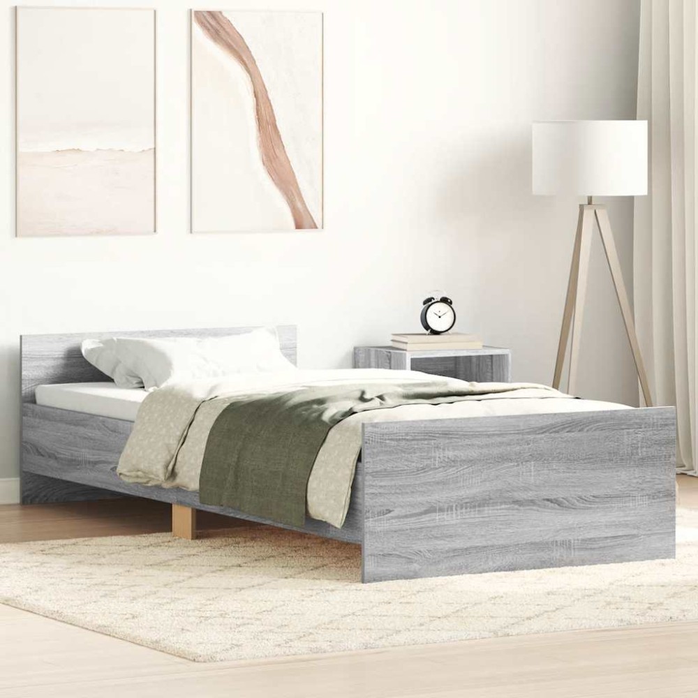 vidaXL Πλαίσιο Κρεβατιού Γκρι Sonoma 90 x 190 εκ. Επεξεργασμένο Ξύλο