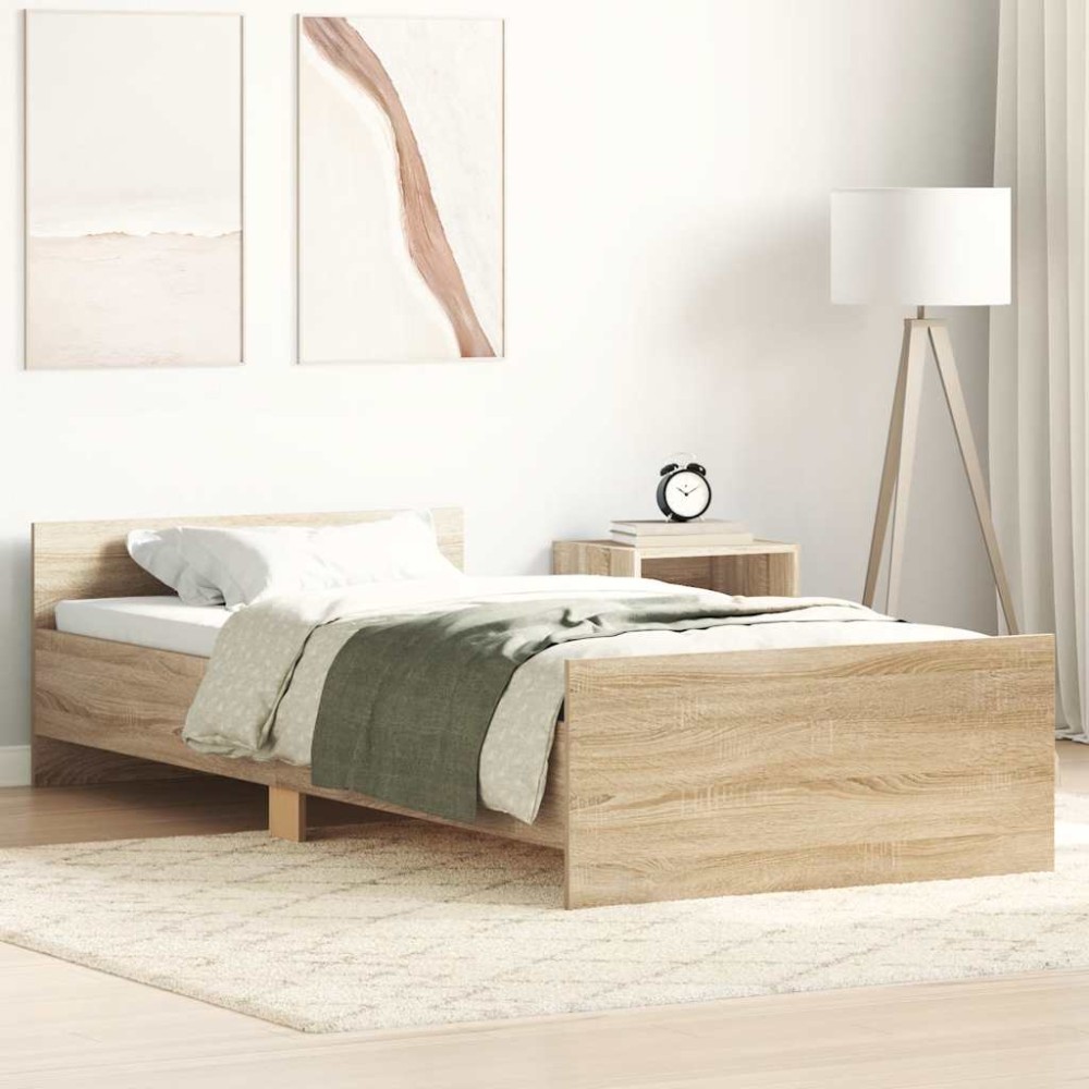 vidaXL Πλαίσιο Κρεβατιού Χωρ. Στρώμα Sonoma Δρυς 75x190εκ Επεξ. Ξύλο