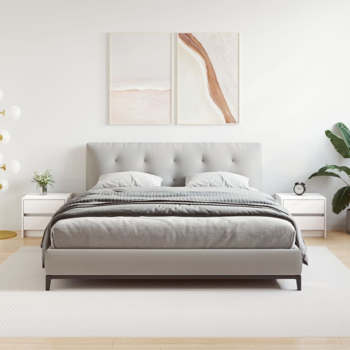 vidaXL Κομοδίνα 2 τεμ. Λευκά 40 x 31 x 35,5 εκ. από Μασίφ Ξύλο Πεύκου