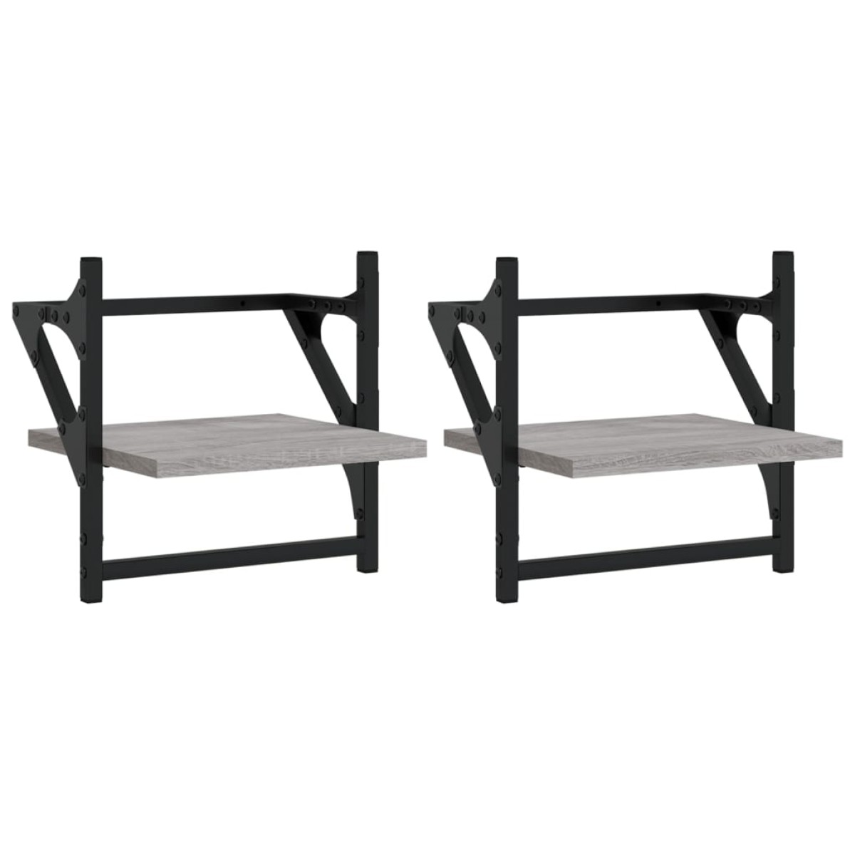 vidaXL Ράφια Τοίχου με Μπάρα 2 τεμ. Γκρι Sonoma 30x25x30 εκ.