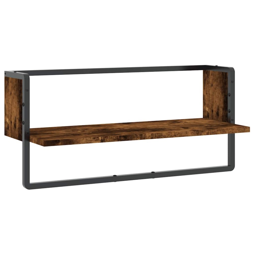 vidaXL Ράφι Τοίχου με Μπάρα Καπνιστή Δρυς 65x25x30 εκ.
