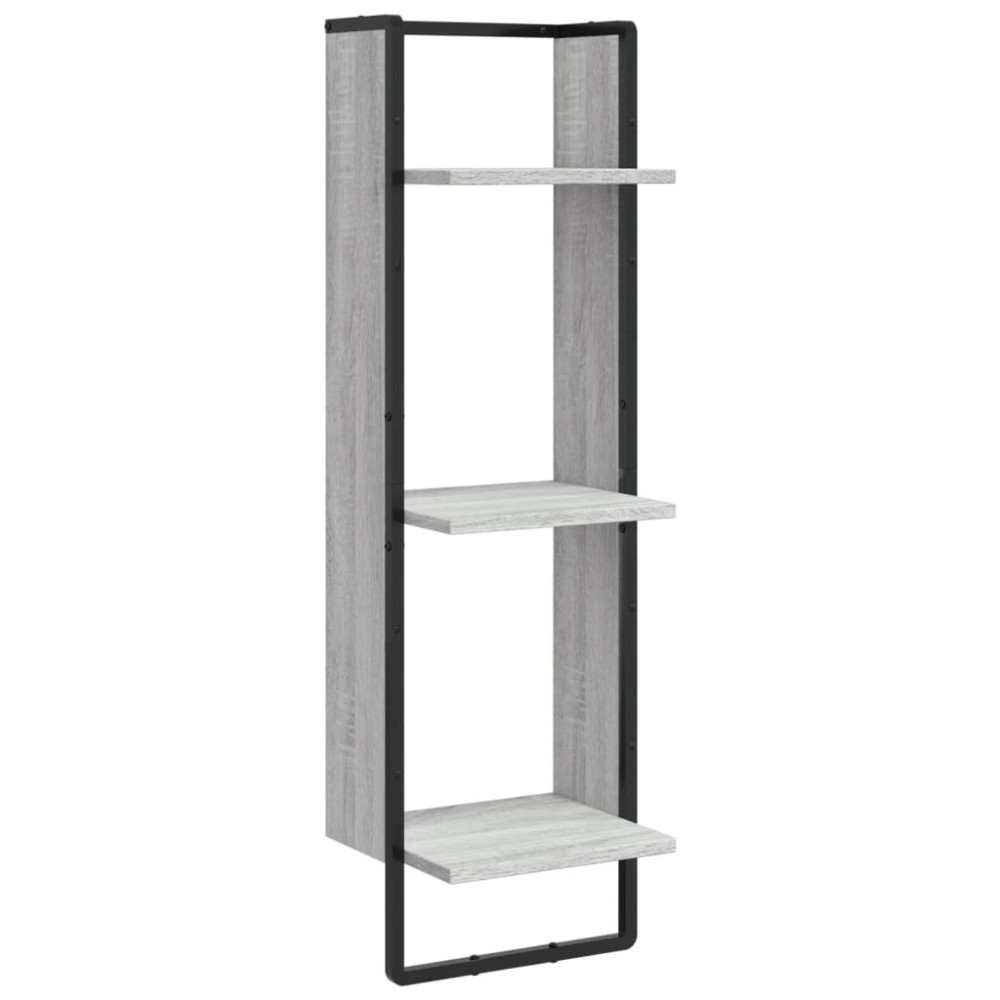 vidaXL Ραφιέρα Τοίχου με 3 Ράφια Γκρι Sonoma 30x25x100 Επεξεργ. Ξύλο
