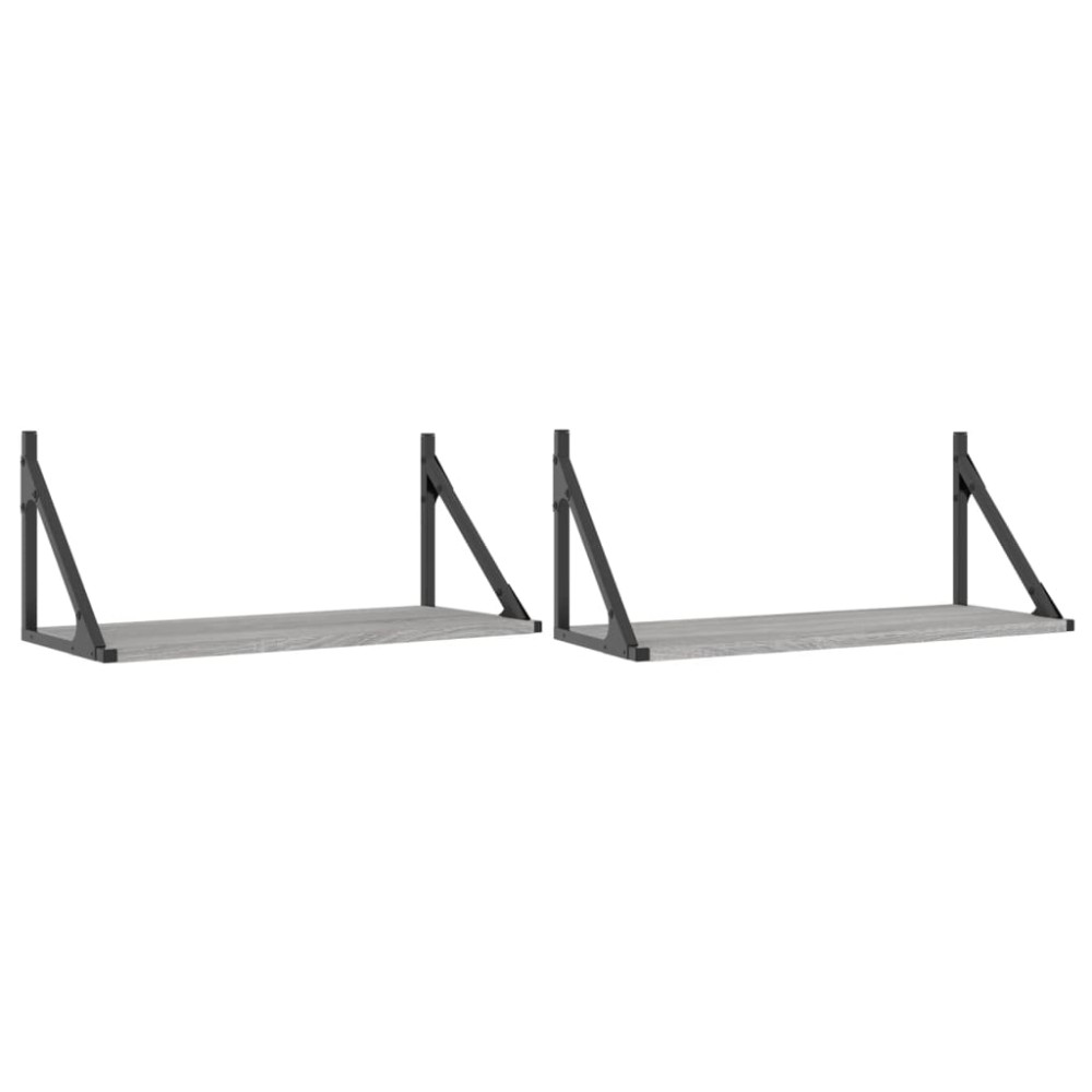 vidaXL Ραφιέρες Τοίχου 2 τεμ. Γκρι Sonoma 60x25x25,5 εκ. Επεξ. Ξύλο