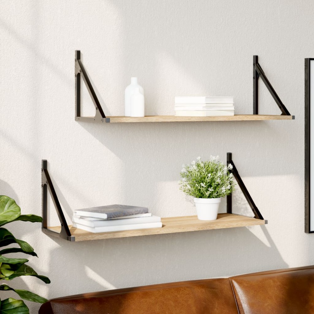 vidaXL Ράφια Τοίχου 2 τεμ. Sonoma Δρυς 80x25x25,5 εκ. από Τεχνητό Ξύλο