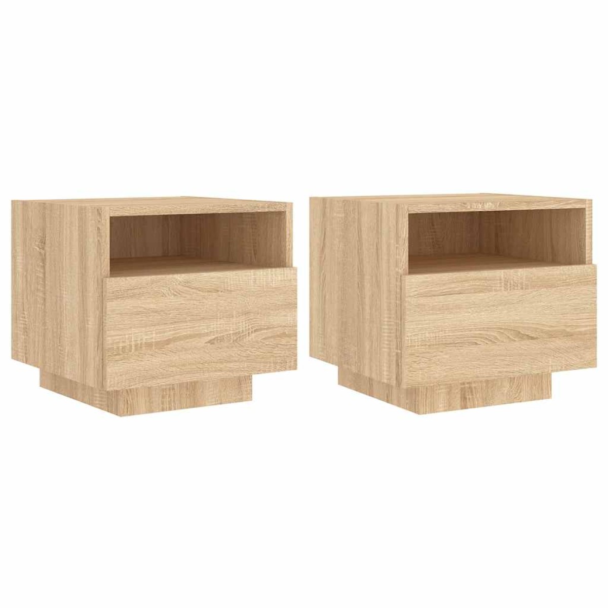 vidaXL Κομοδίνα με Φώτα LED 2 τεμ. Sonoma Δρυς 40 x 39 x 37 εκ.