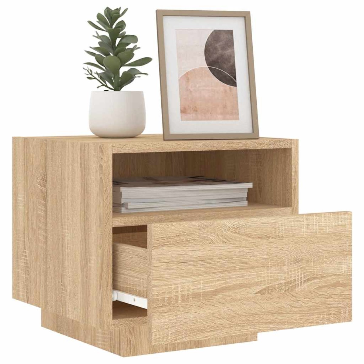 vidaXL Κομοδίνα με Φώτα LED 2 τεμ. Sonoma Δρυς 40 x 39 x 37 εκ.