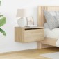 vidaXL Κομοδίνο Επιτοίχιο με Φώτα LED Sonoma Δρυς
