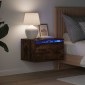 vidaXL Κομοδίνο Επιτοίχιο με Φώτα LED Καπνιστή Δρυς