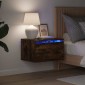 vidaXL Κομοδίνα Επιτοίχια με Φώτα LED 2 τεμ. Καπνιστή Δρυς
