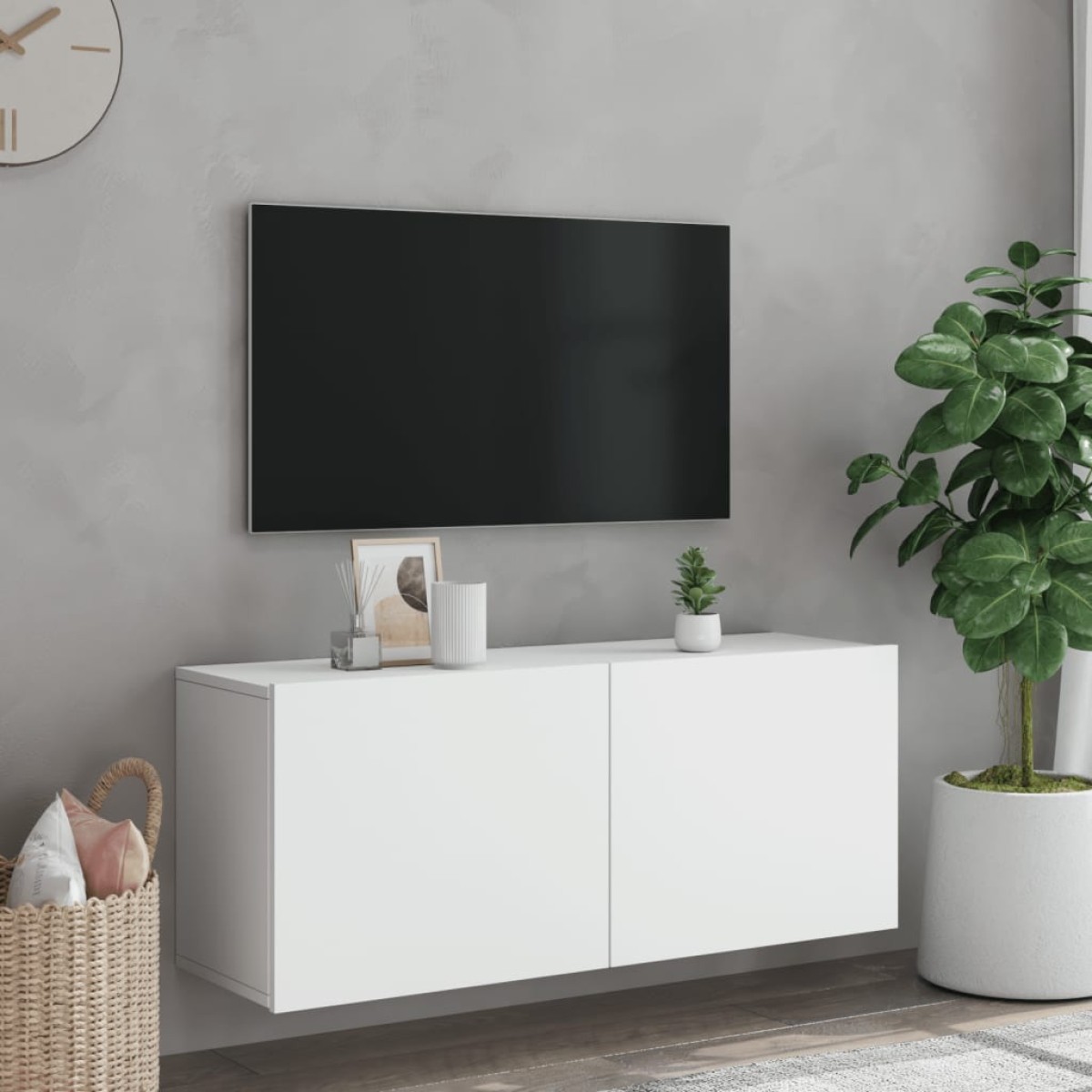vidaXL Ντουλάπι Τοίχου Τηλεόρασης Λευκό 100 x 30 x 41 εκ.