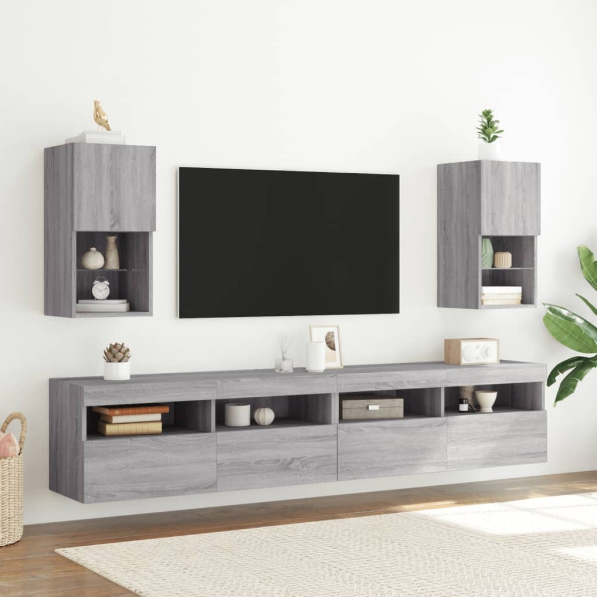vidaXL Έπιπλο Τηλεόρασης με LED Γκρι Sonoma 30,5x30x60 εκ.