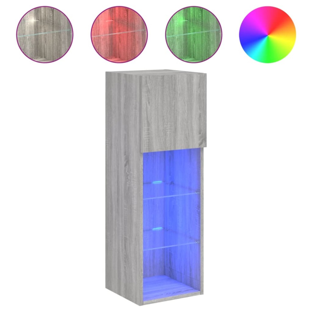 vidaXL Έπιπλο Τηλεόρασης με LED Γκρι Sonoma 30,5x30x90 εκ.