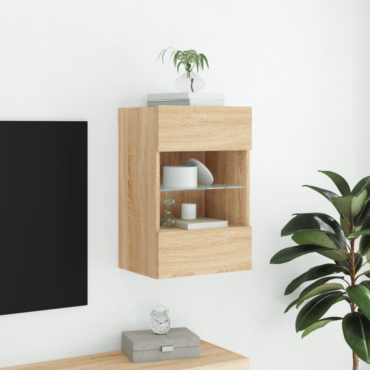 vidaXL Έπιπλο Τοίχου Τηλεόρασης με LED Sonoma Δρυς 40x30x60,5 εκ.