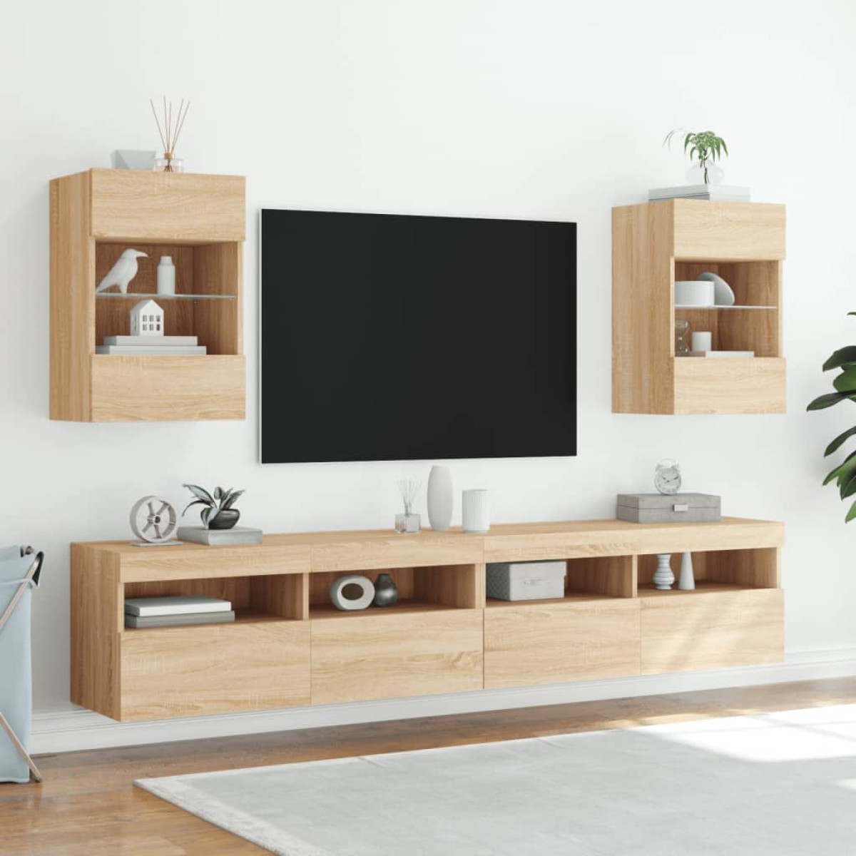 vidaXL Έπιπλο Τοίχου Τηλεόρασης με LED Sonoma Δρυς 40x30x60,5 εκ.