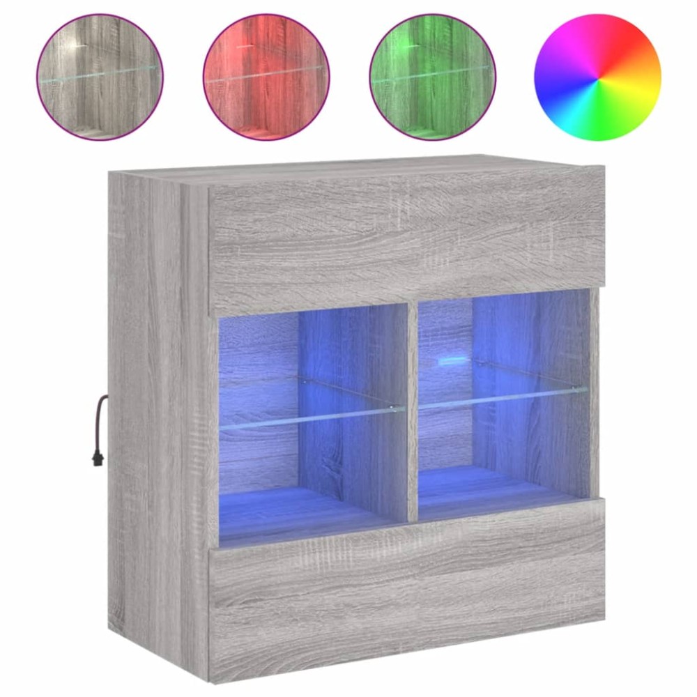 vidaXL Έπιπλο Τοίχου Τηλεόρασης με LED Γκρι Sonoma 58,5x30x60,5 εκ.