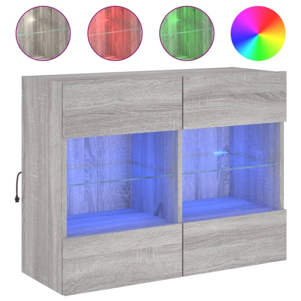 vidaXL Έπιπλο Τοίχου Τηλεόρασης με LED Γκρι Sonoma 78,5x30x60,5 εκ.