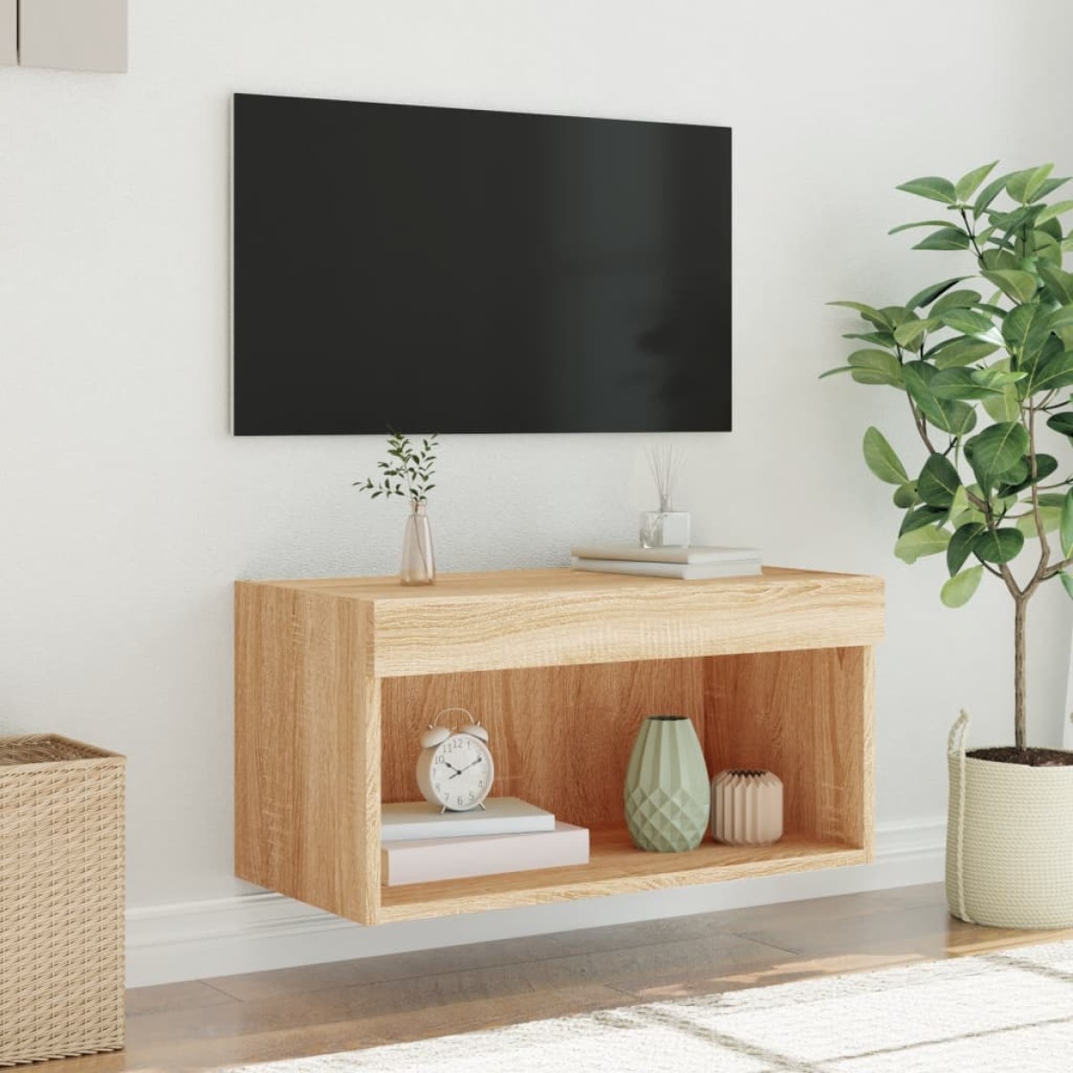 vidaXL Έπιπλο Τηλεόρασης με LED Sonoma Δρυς 60x30x30 εκ.