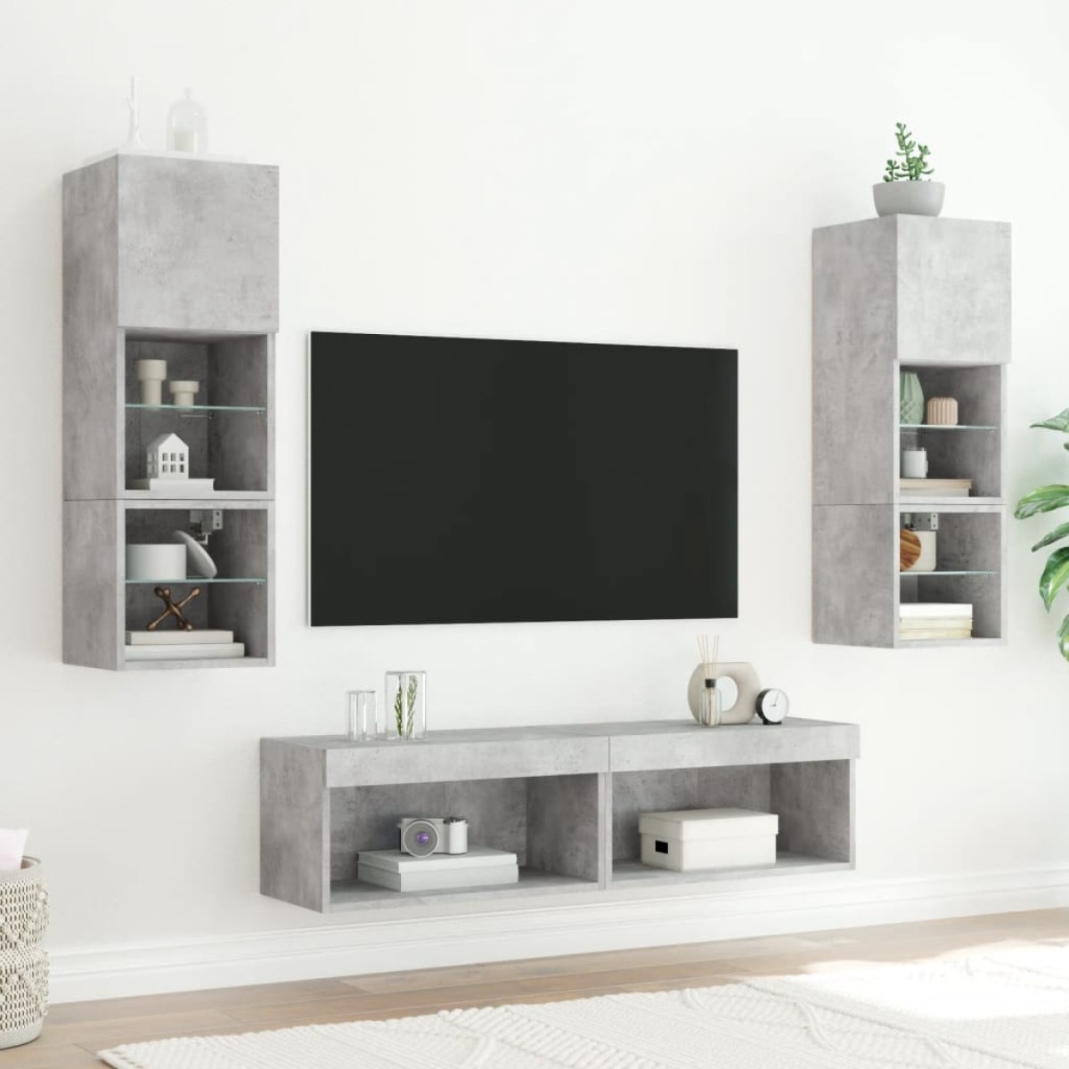 vidaXL Έπιπλο Τηλεόρασης με LED Γκρι Σκυροδέματος 60x30x30 εκ.