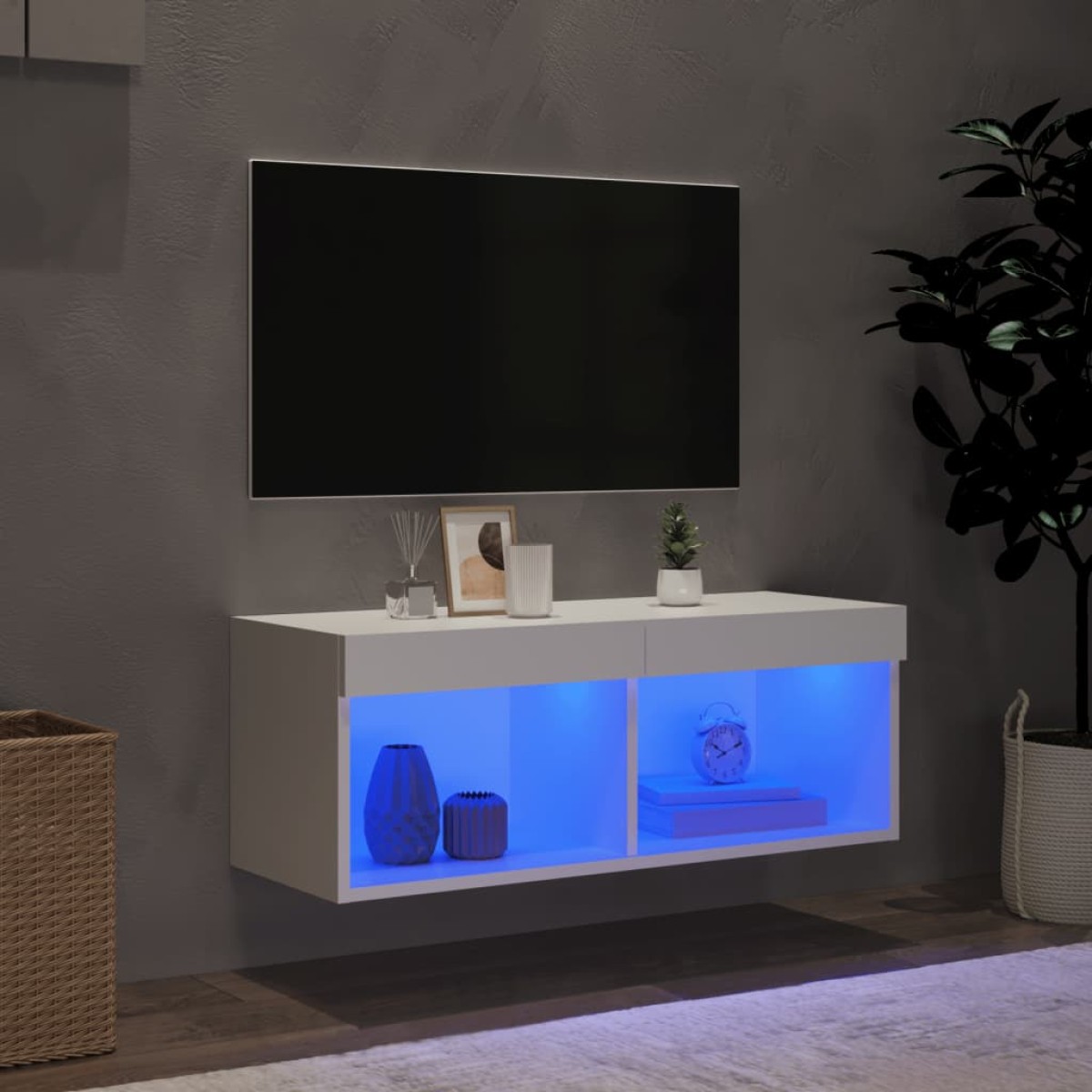 vidaXL Έπιπλο Τηλεόρασης με LED Λευκό 80 x 30 x 30 εκ.