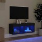 vidaXL Έπιπλο Τηλεόρασης με LED Μαύρο 80 x 30 x 30 εκ.