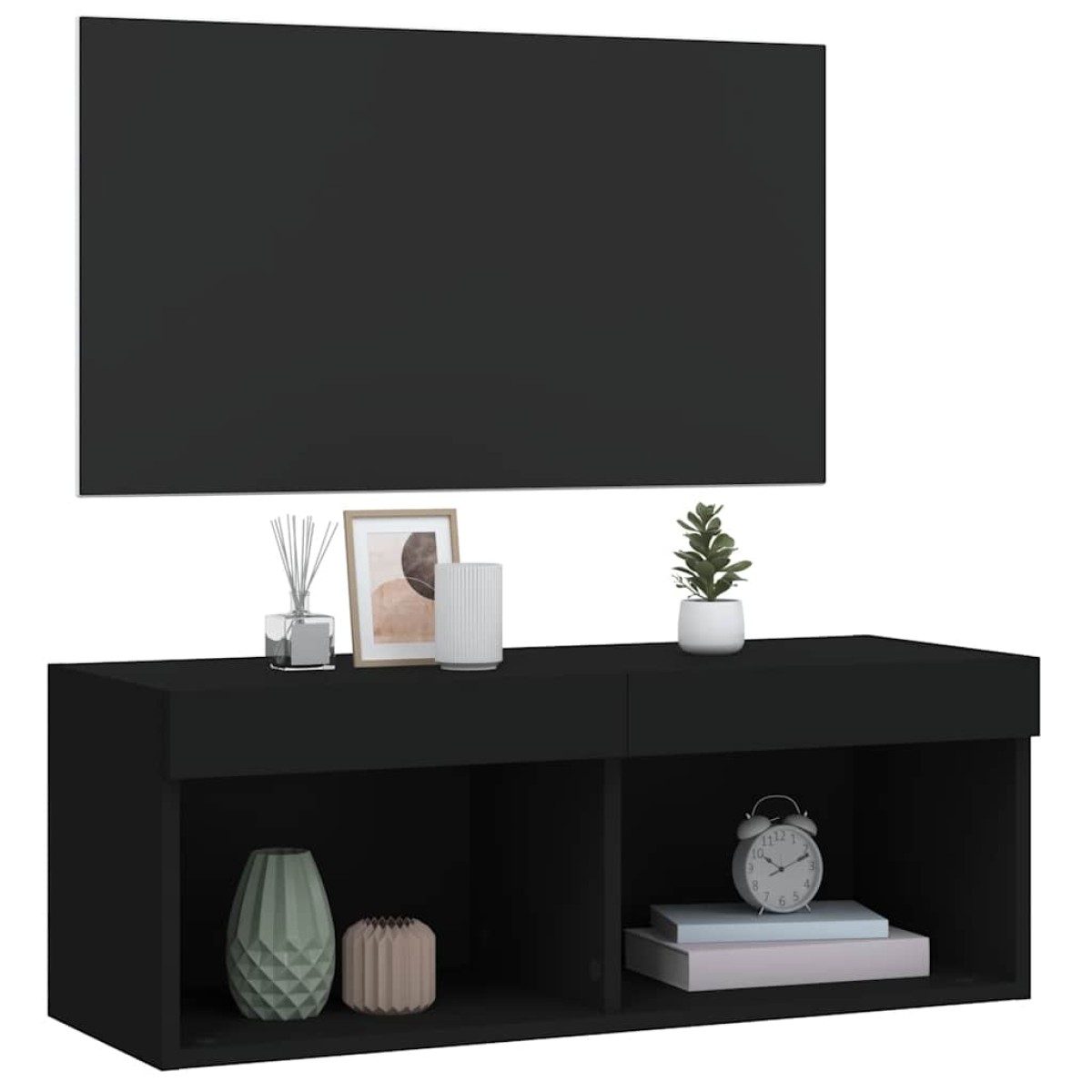 vidaXL Έπιπλο Τηλεόρασης με LED Μαύρο 80 x 30 x 30 εκ.