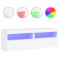 vidaXL Έπιπλα Τοίχου Τηλεόρασης με LED 2 Τεμ. Λευκά 60x30x40 εκ.