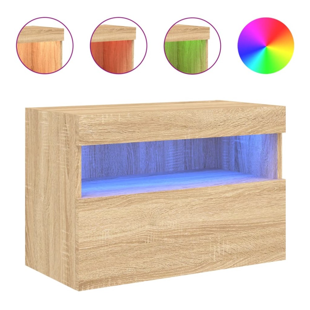 vidaXL Έπιπλο Τοίχου Τηλεόρασης με LED Sonoma Δρυς 60x30x40 εκ.