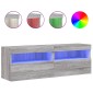 vidaXL Έπιπλα Τοίχου Τηλ. με LED 2 Τεμ. Γκρι Sonoma 60x30x40 εκ.