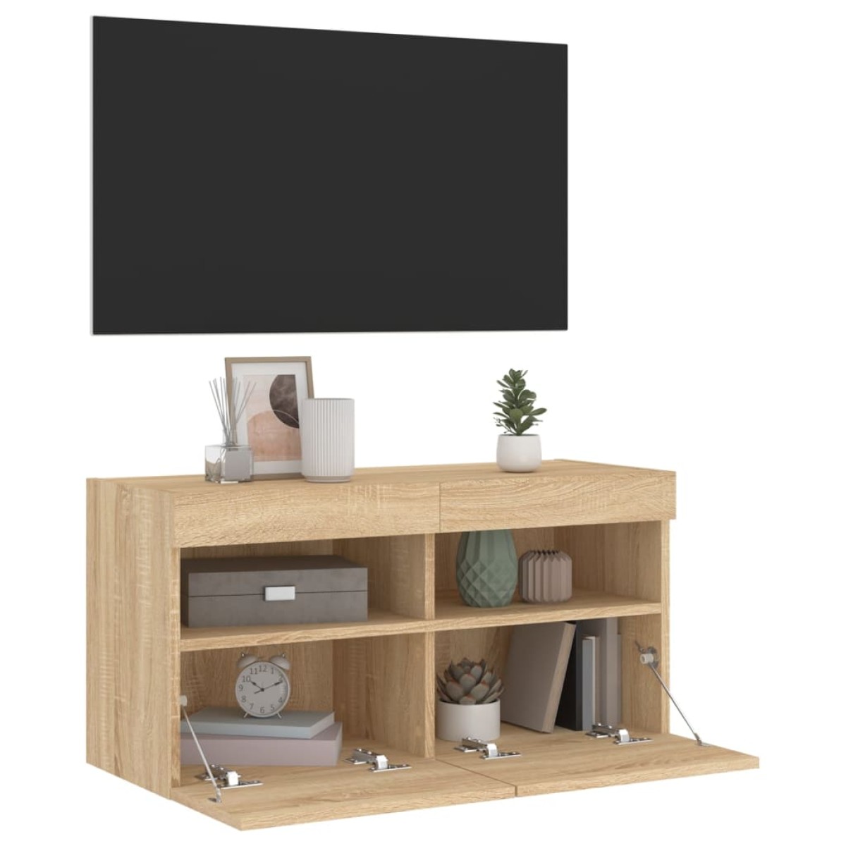 vidaXL Έπιπλο Τοίχου Τηλεόρασης με LED Sonoma Δρυς 80x30x40 εκ.