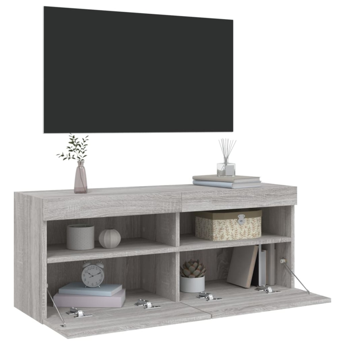 vidaXL Έπιπλο Τοίχου Τηλεόρασης με LED Γκρι Sonoma 100x30x40 εκ.