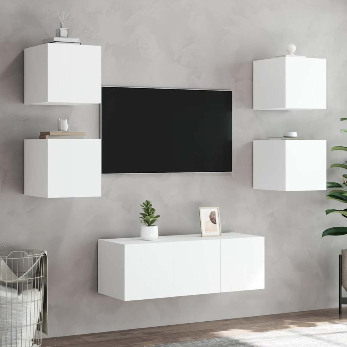 vidaXL Έπιπλο Τοίχου Τηλεόρασης με LED Λευκό 30,5x35x30 εκ.