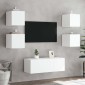 vidaXL Έπιπλα Τοίχου Τηλεόρασης με LED 2 Τεμ. Λευκά 30,5x35x30 εκ.