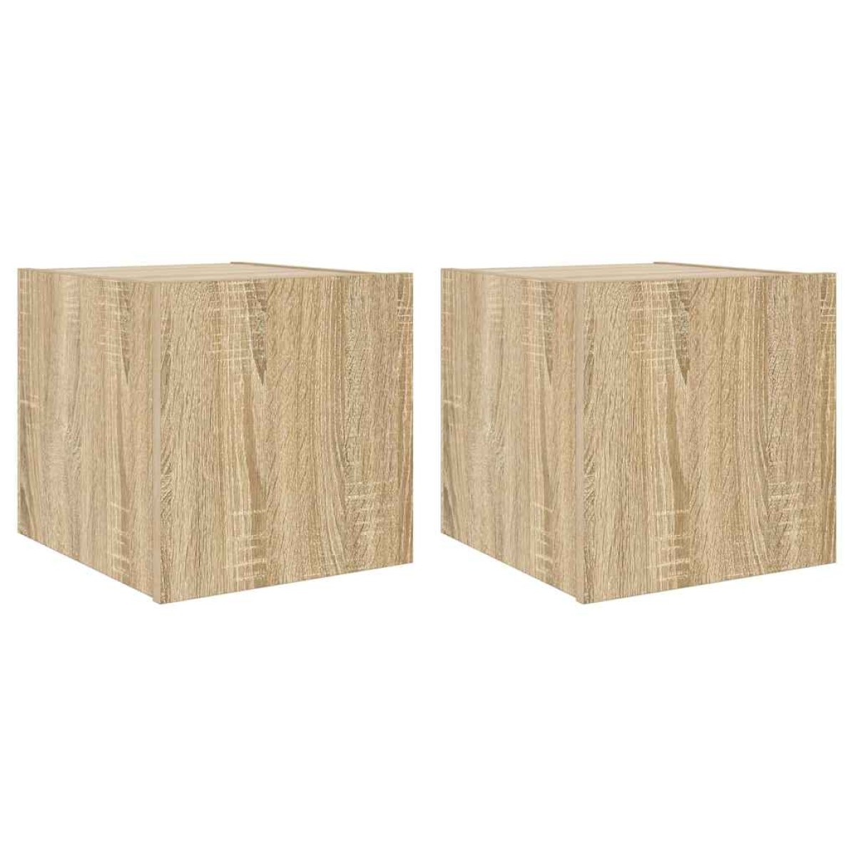 vidaXL Έπιπλα Τοίχου Τηλ. με LED 2 Τεμ. Sonoma Δρυς 30,5x35x30 εκ.