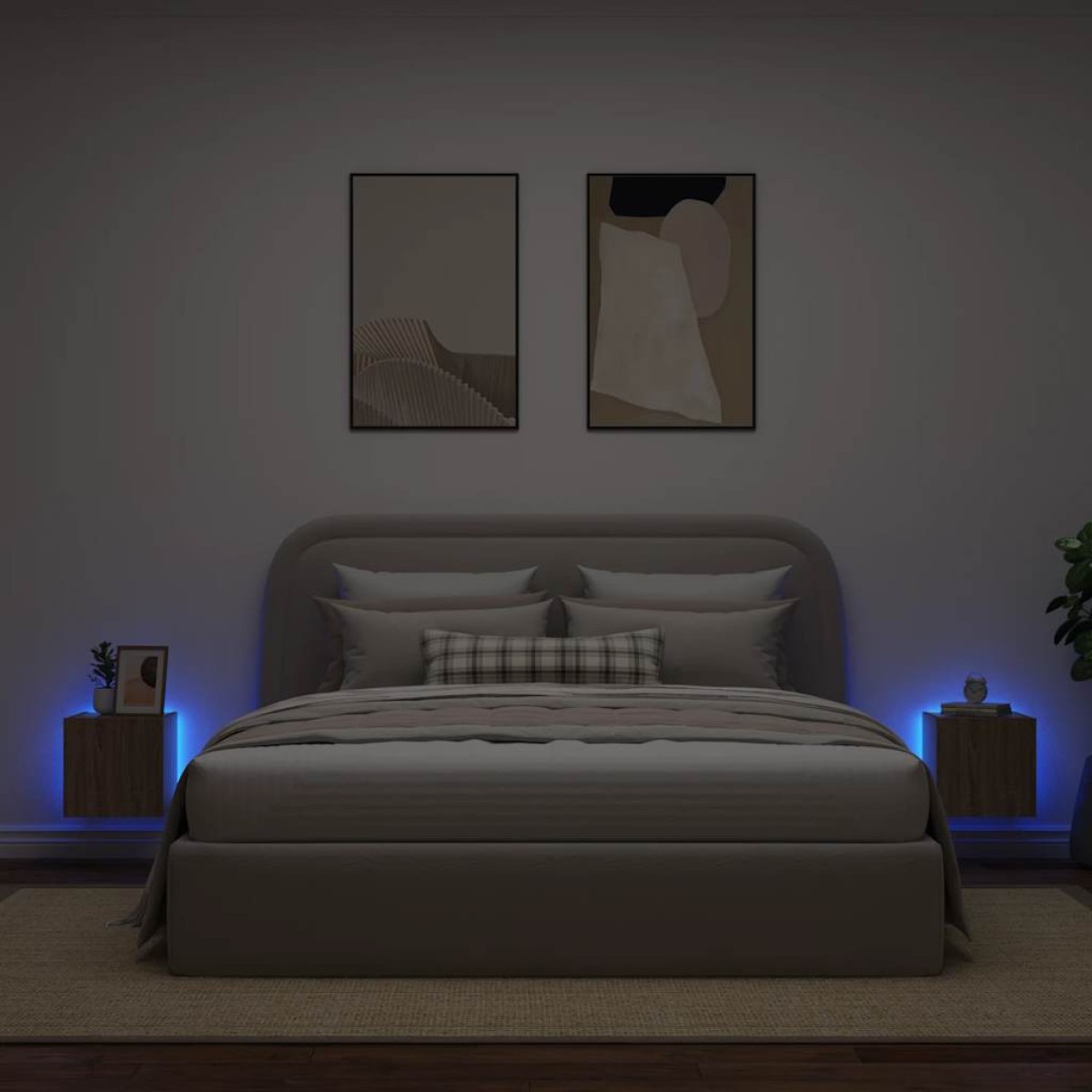 vidaXL Έπιπλα Τοίχου Τηλ. με LED 2 Τεμ. Sonoma Δρυς 30,5x35x30 εκ.