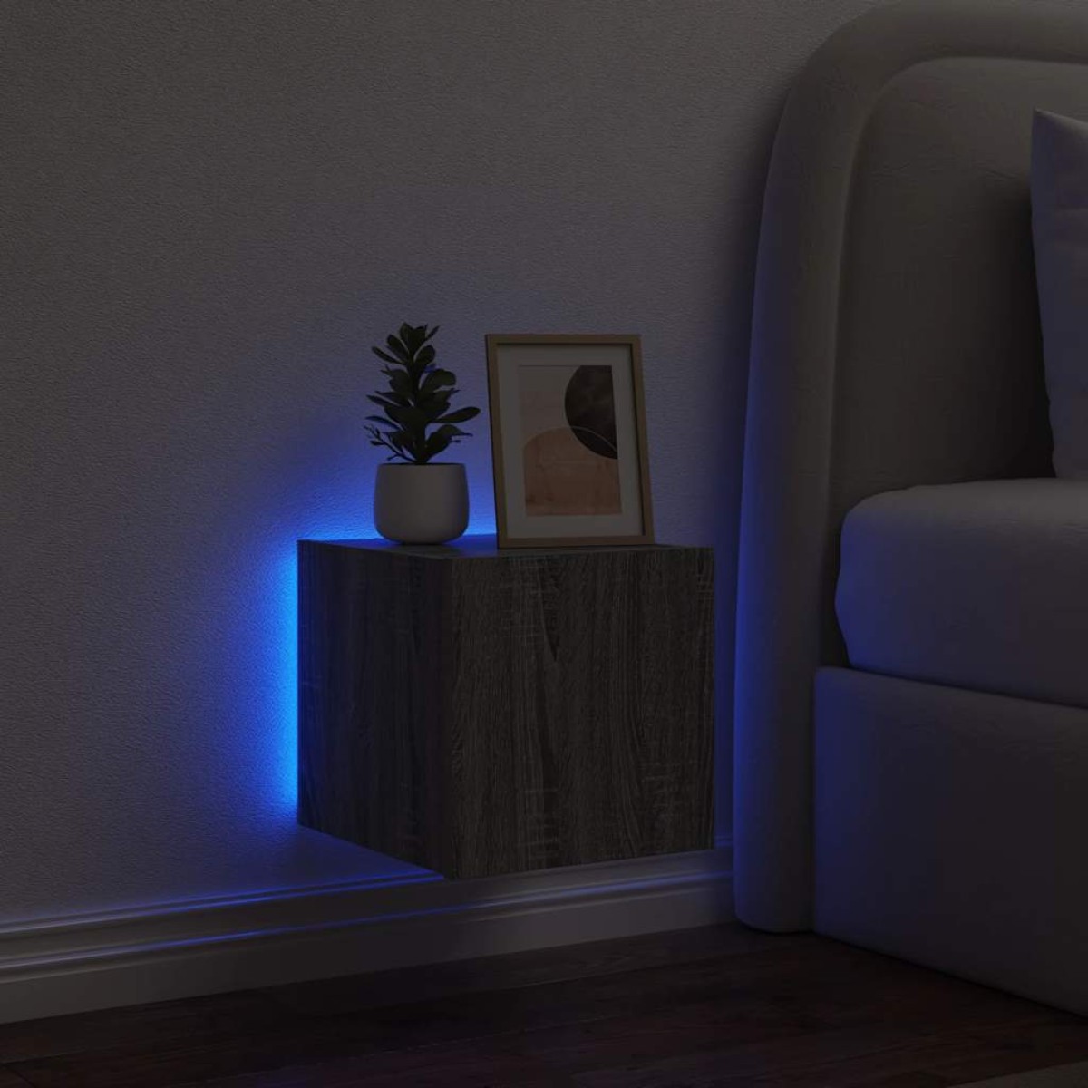 vidaXL Έπιπλο Τοίχου Τηλεόρασης με LED Γκρι Sonoma 30,5x35x30 εκ.