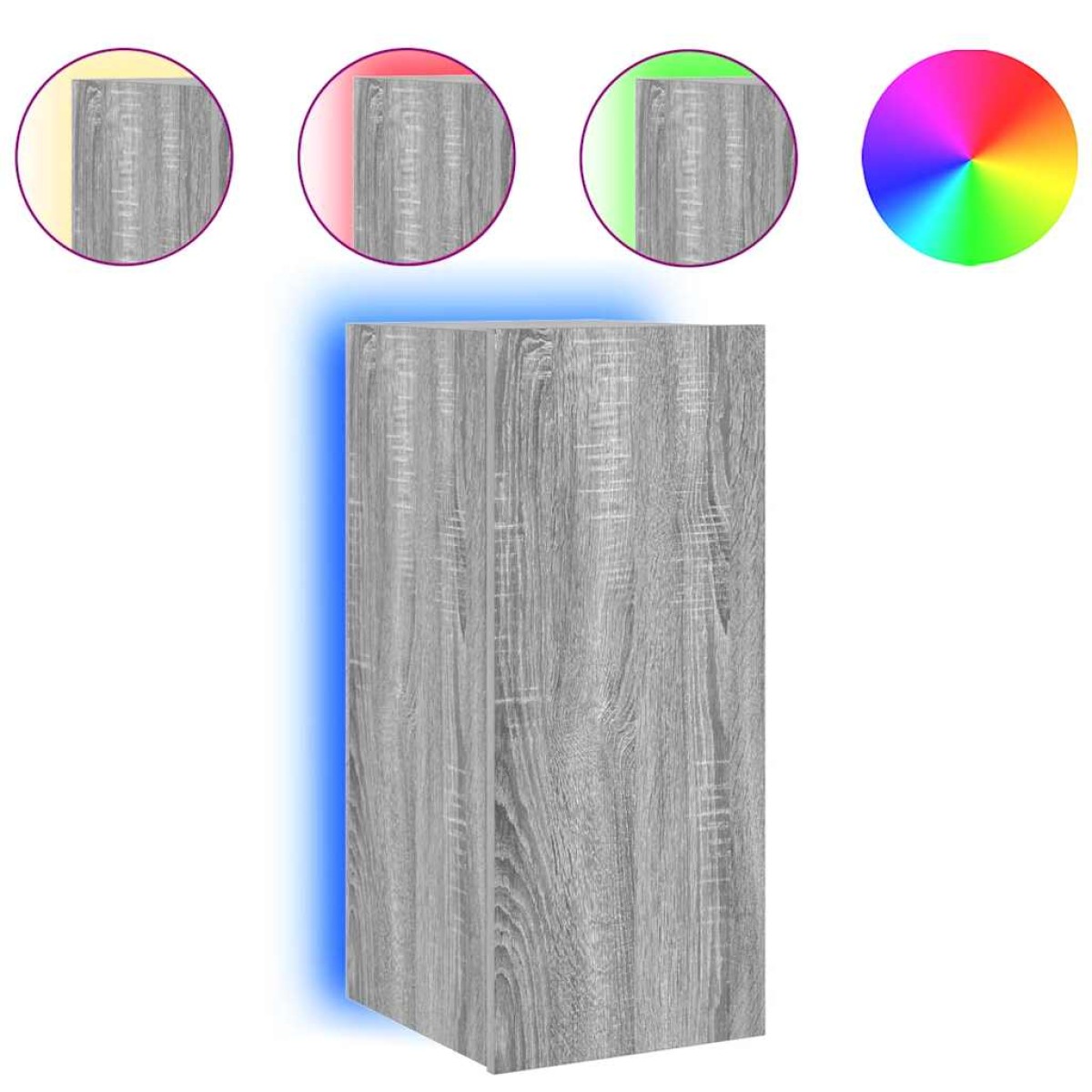 vidaXL Έπιπλο Τοίχου Τηλεόρασης με LED Γκρι Sonoma 30,5x35x70 εκ.