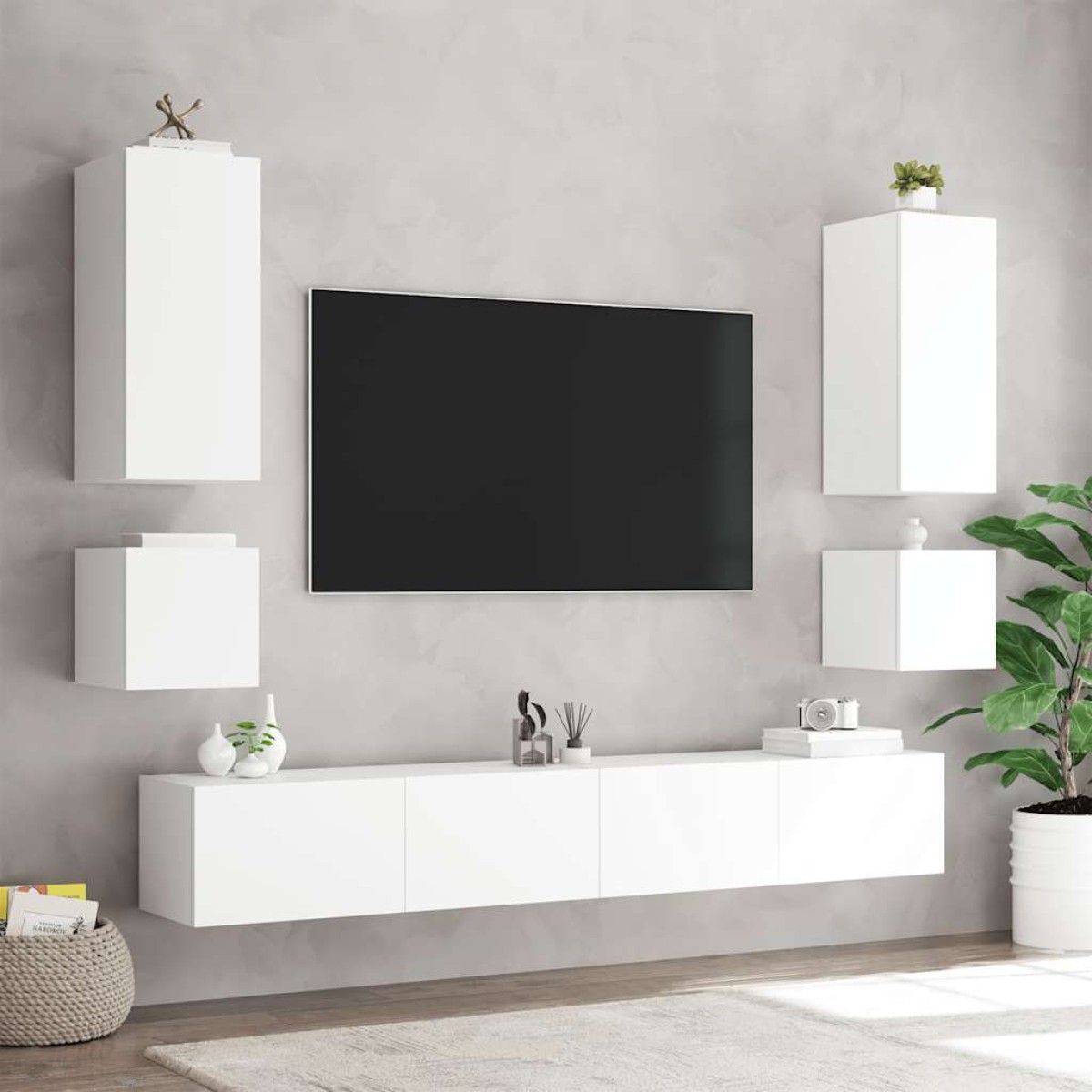vidaXL Έπιπλο Τοίχου Τηλεόρασης με LED Λευκό 40,5x35x40 εκ.